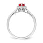 14k White Gold Pear Ruby and Real Diamond Halo Ring
