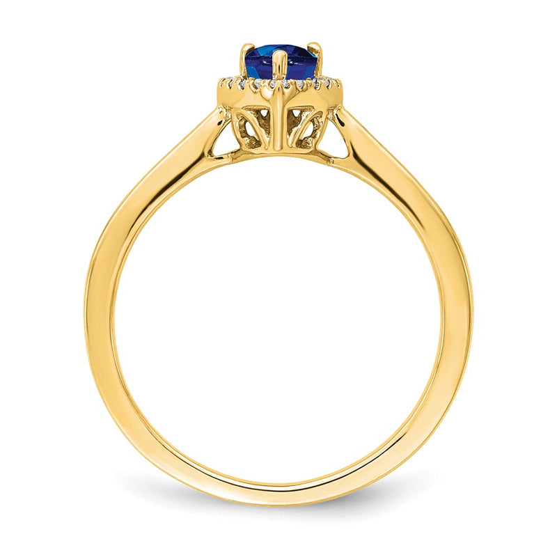 14K Yellow Gold Pear Sapphire and Real Diamond Halo Ring