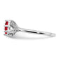 Solid 14k White Gold Simulated Ruby and CZ 2-stone Bypass Ring