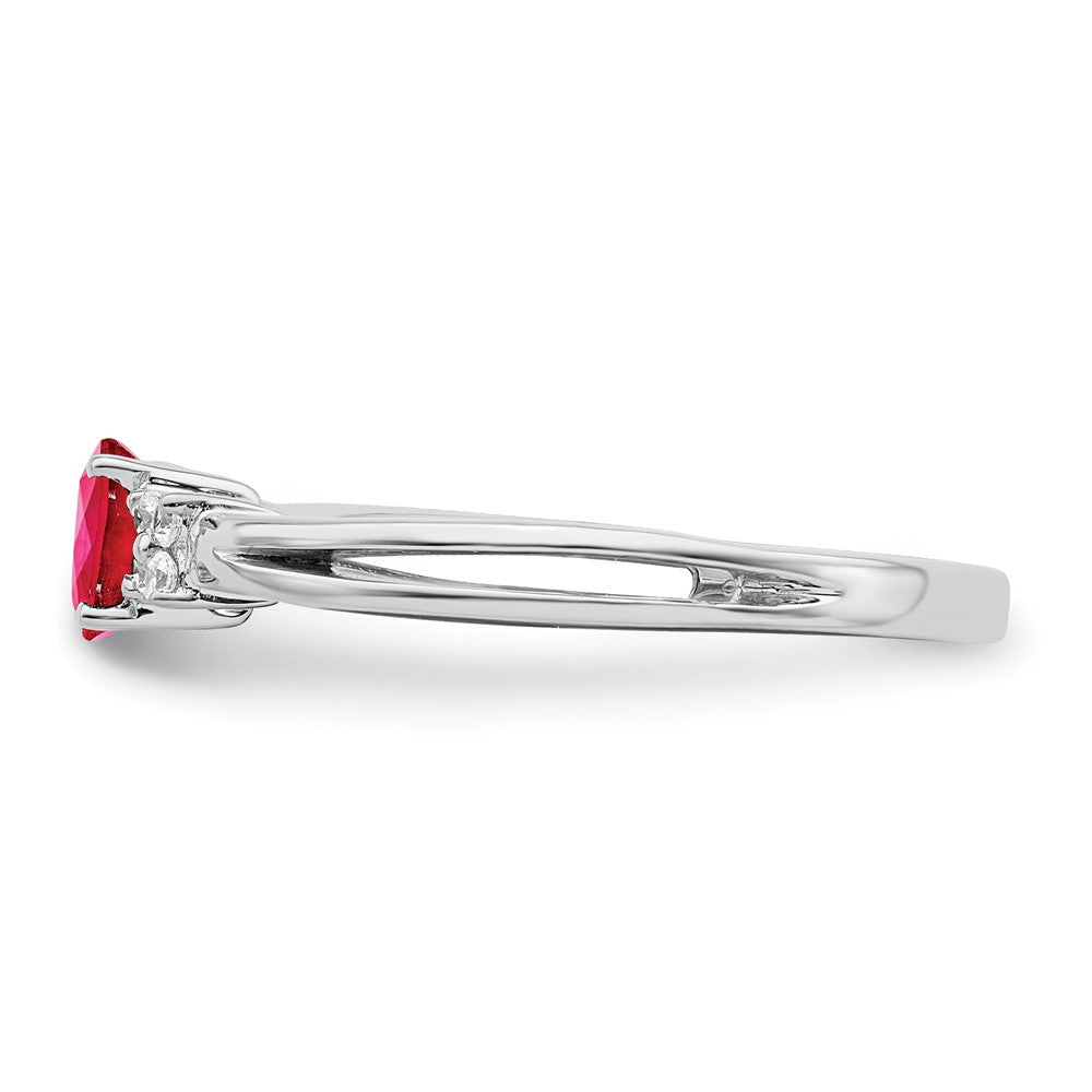 14k White Gold Oval Ruby and Real Diamond Ring