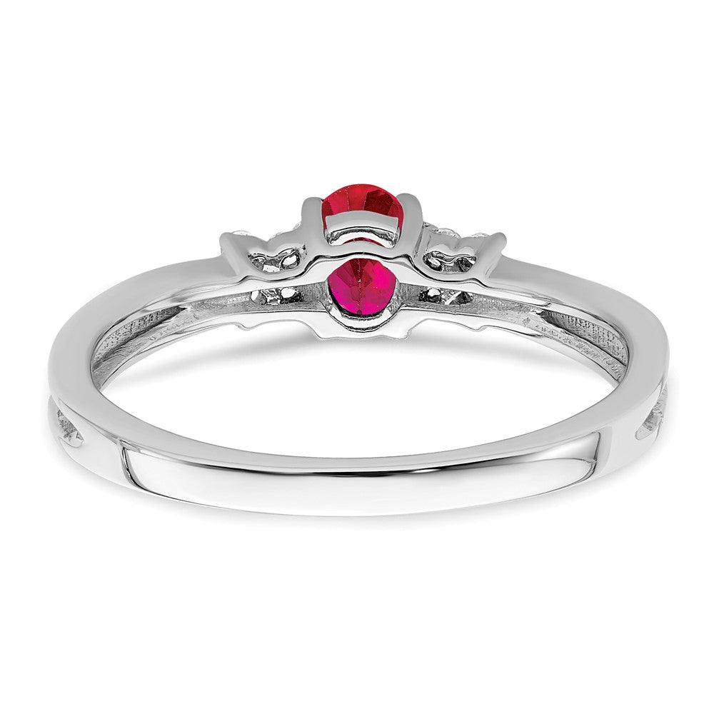 14k White Gold Oval Ruby and Real Diamond Ring