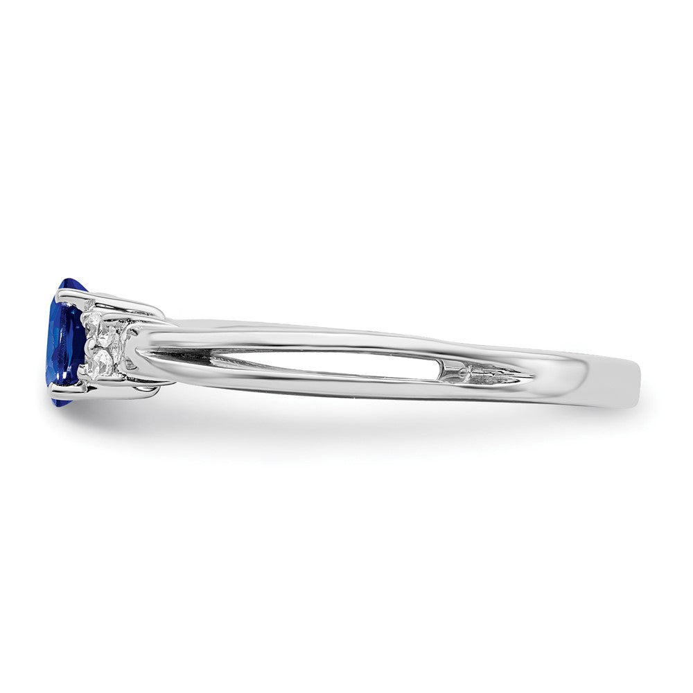 14k White Gold Oval Sapphire and Real Diamond Ring