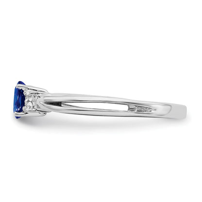 14k White Gold Oval Sapphire and Real Diamond Ring
