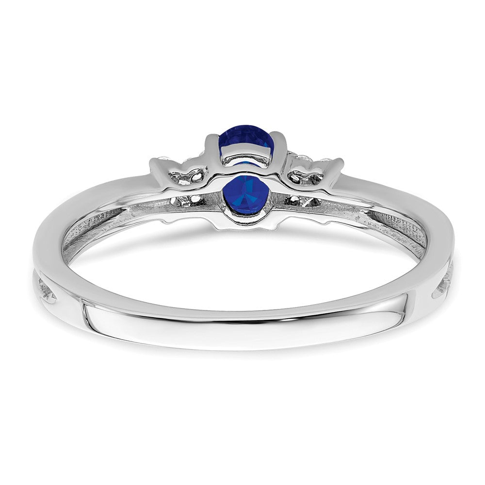14k White Gold Oval Sapphire and Real Diamond Ring