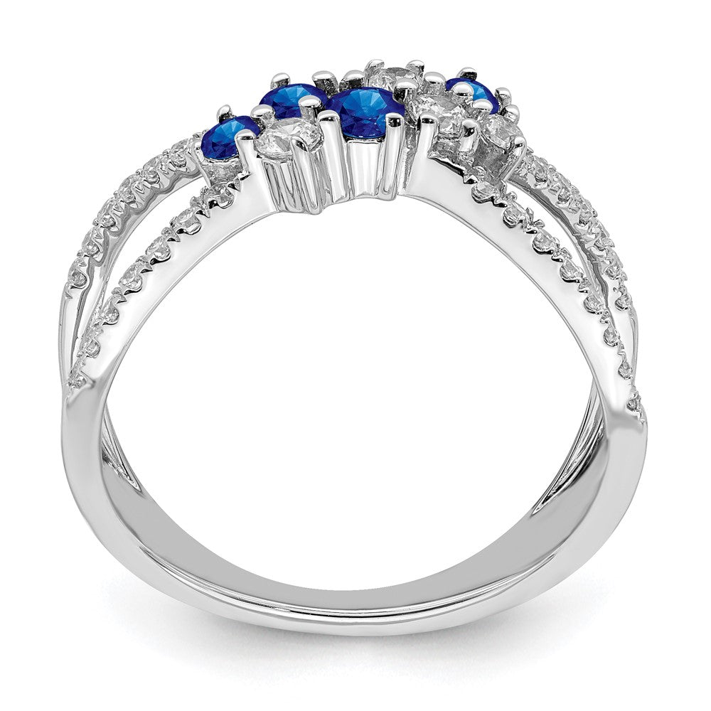 14k White Gold Sapphire and Real Diamond Ring