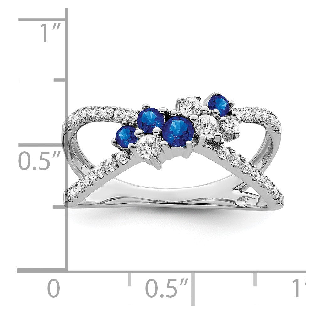 14k White Gold Sapphire and Real Diamond Ring