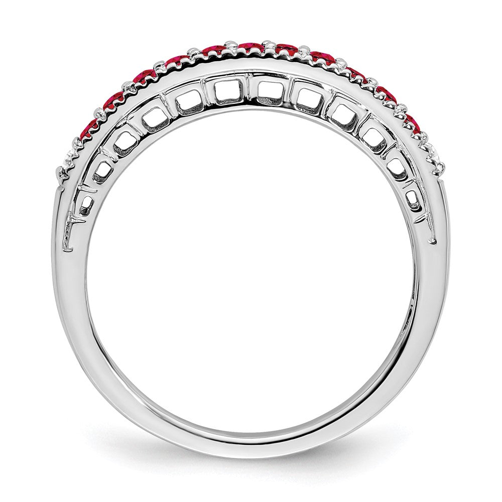 14k White Gold Ruby and Real Diamond Band