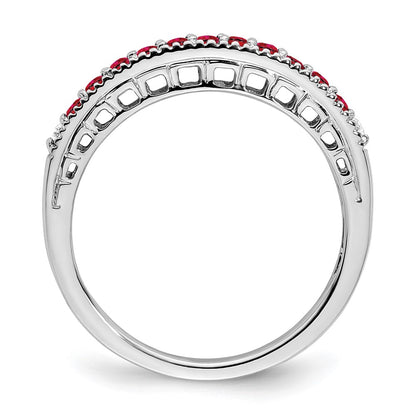 14k White Gold Ruby and Real Diamond Band
