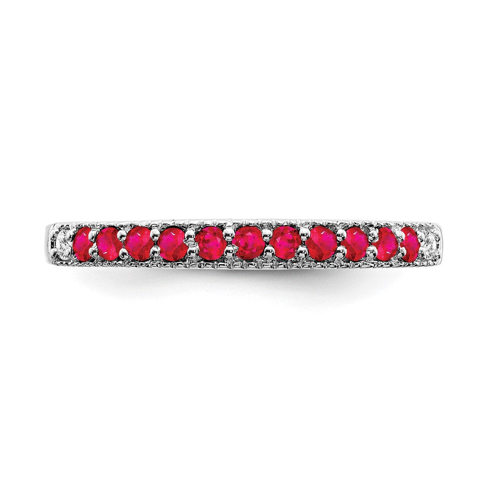 14k White Gold Ruby and Real Diamond Band