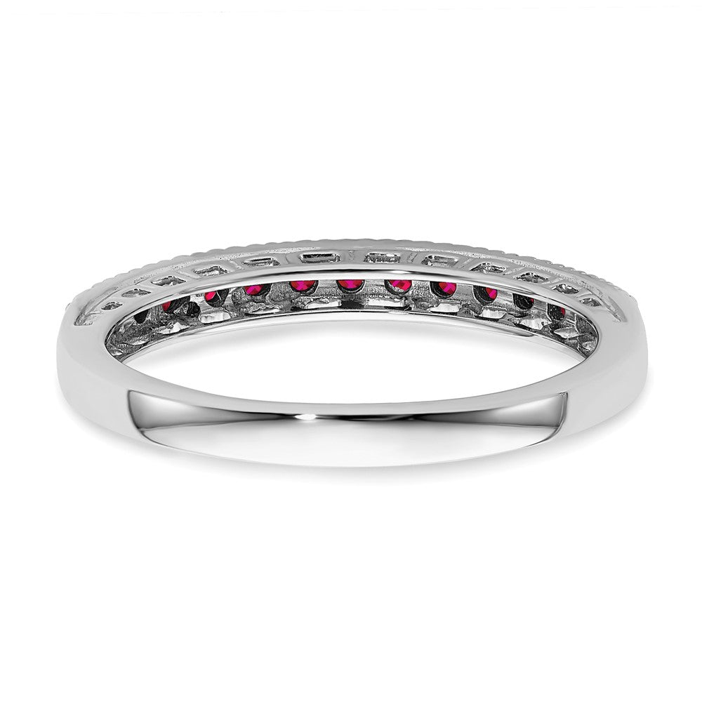 14k White Gold Ruby and Real Diamond Band