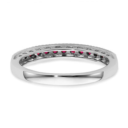 14k White Gold Ruby and Real Diamond Band