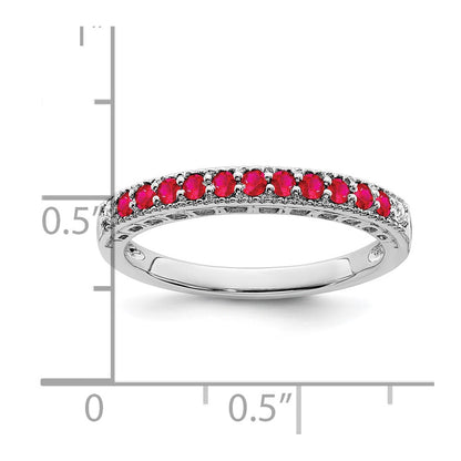 14k White Gold Ruby and Real Diamond Band