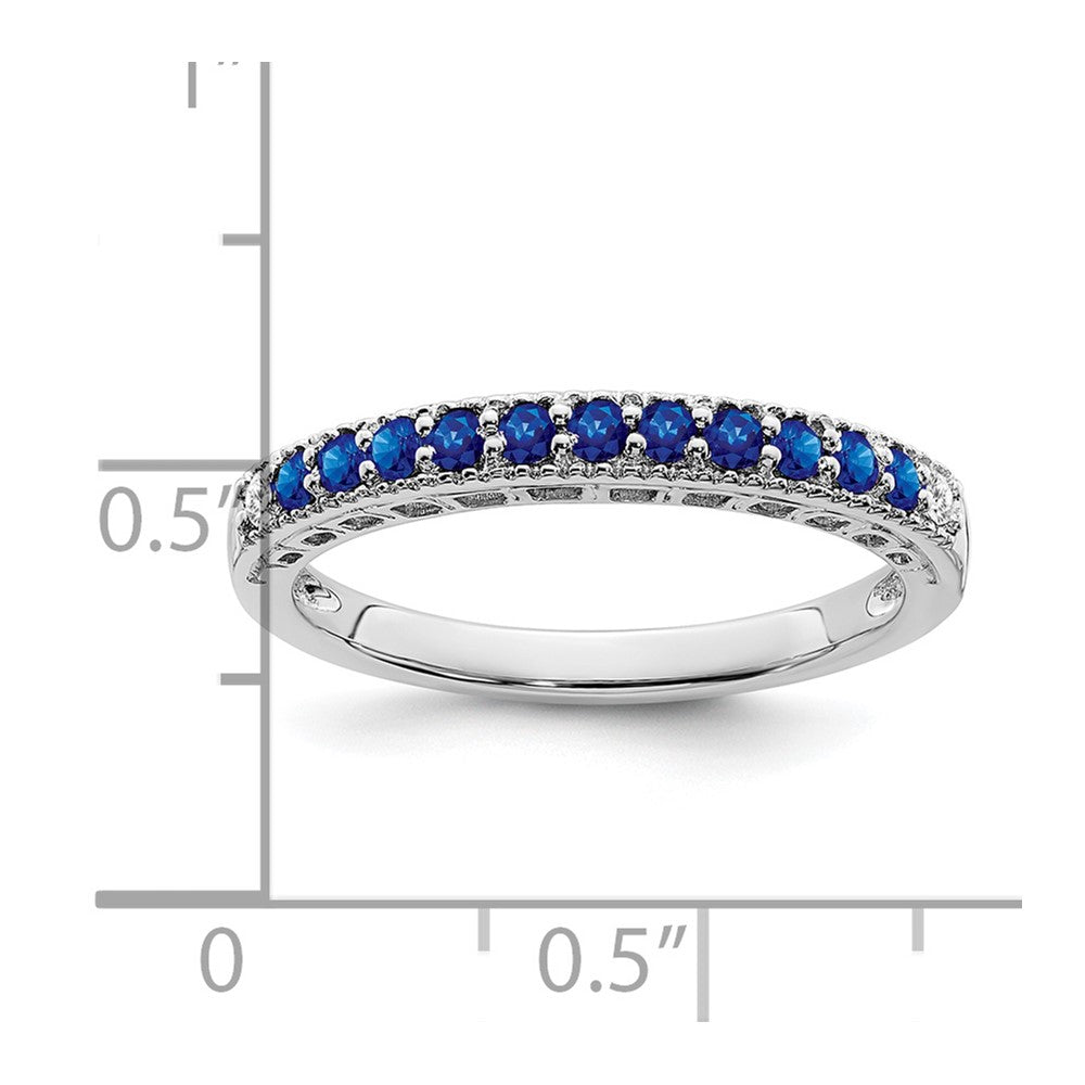 14k White Gold Sapphire and Real Diamond Band