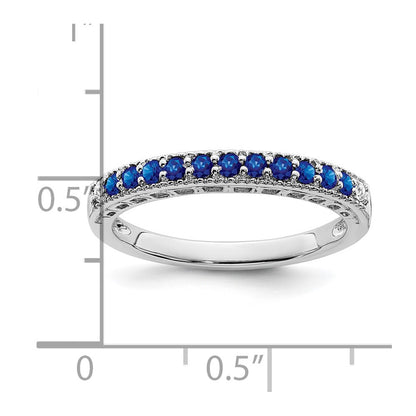 14k White Gold Sapphire and Real Diamond Band
