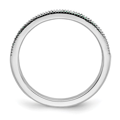 14k White Gold Emerald and Real Diamond Band