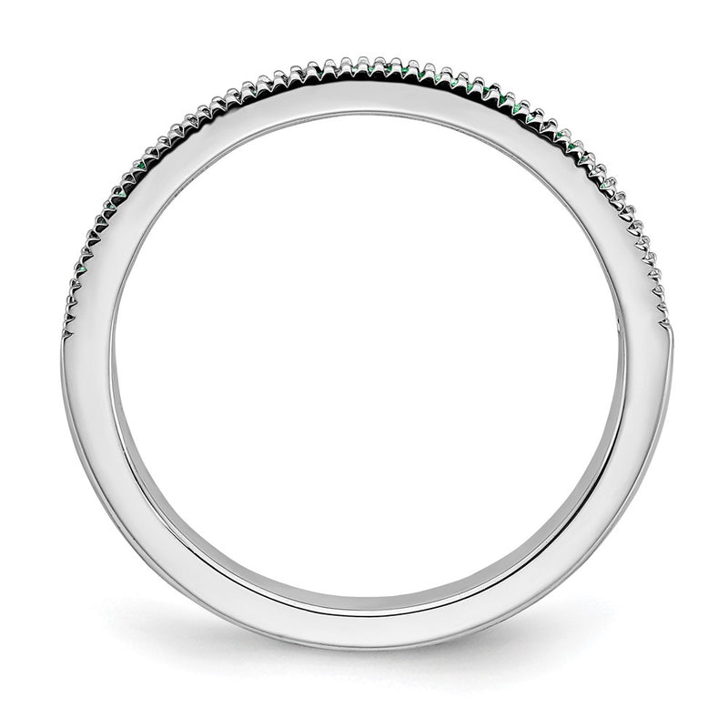 14k White Gold Emerald and Real Diamond Band