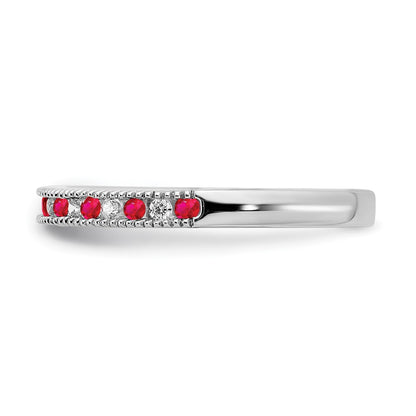 14k White Gold Ruby and Real Diamond Band