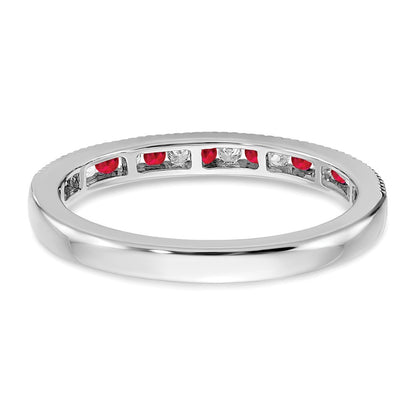 14k White Gold Ruby and Real Diamond Band