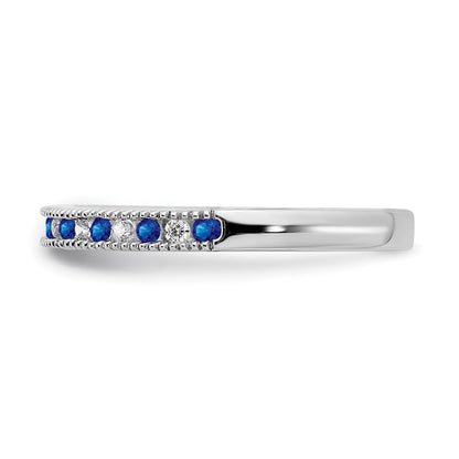 14k White Gold Sapphire and Real Diamond Band