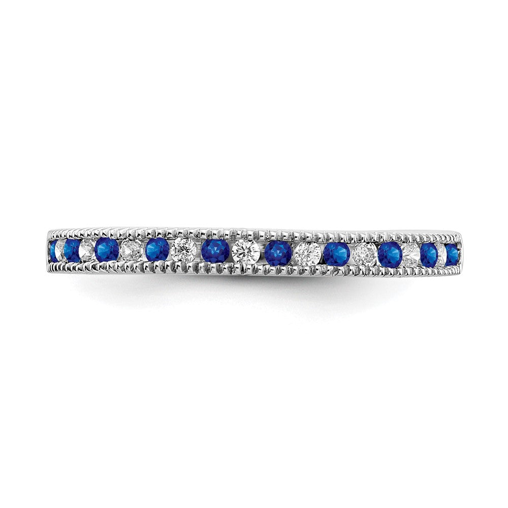 14k White Gold Sapphire and Real Diamond Band