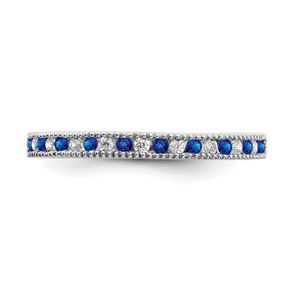 14k White Gold Sapphire and Real Diamond Band