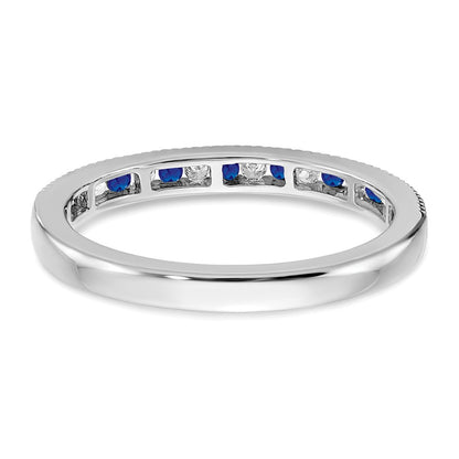 14k White Gold Sapphire and Real Diamond Band