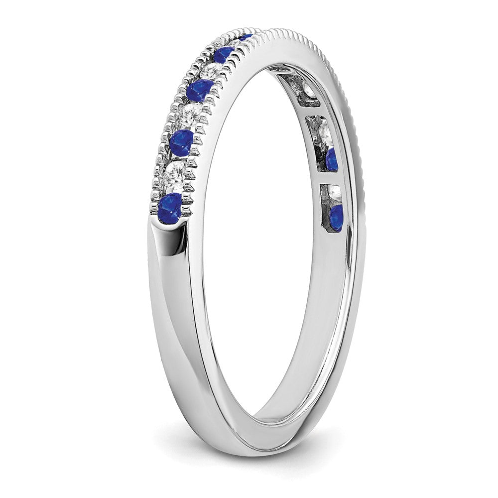 14k White Gold Sapphire and Real Diamond Band
