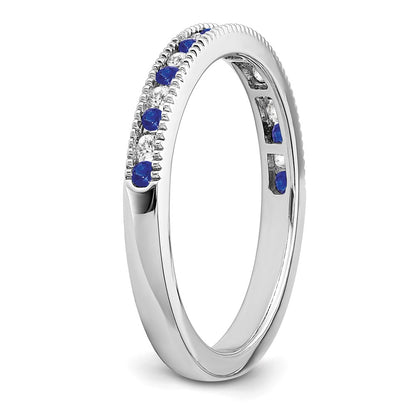 14k White Gold Sapphire and Real Diamond Band
