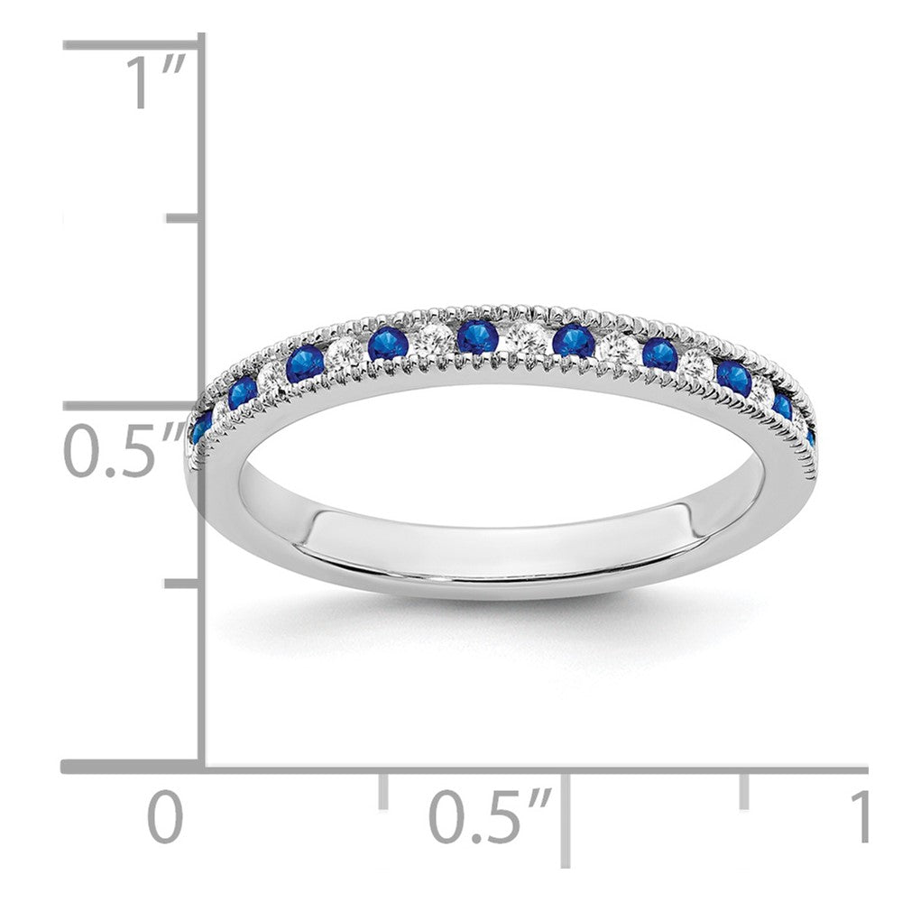 14k White Gold Sapphire and Real Diamond Band