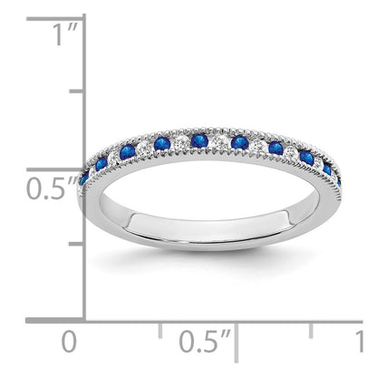 14k White Gold Sapphire and Real Diamond Band
