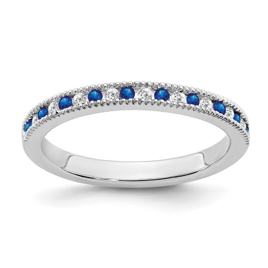 14k White Gold Sapphire and Real Diamond Band
