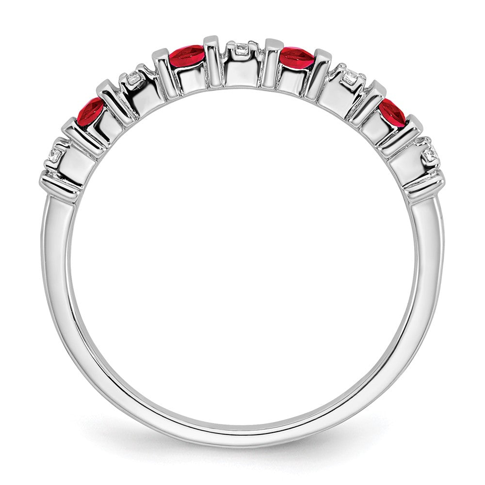 14k White Gold Ruby and Real Diamond Band
