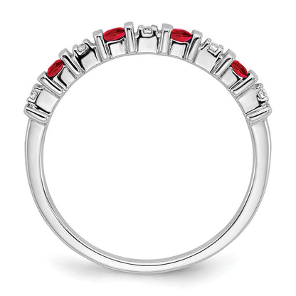 14k White Gold Ruby and Real Diamond Band