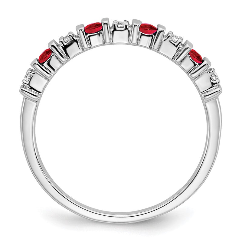 14k White Gold Ruby and Real Diamond Band