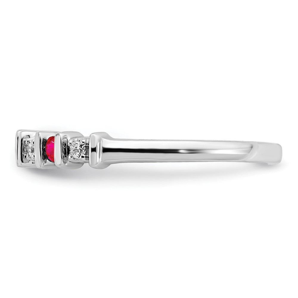 14k White Gold Ruby and Real Diamond Band