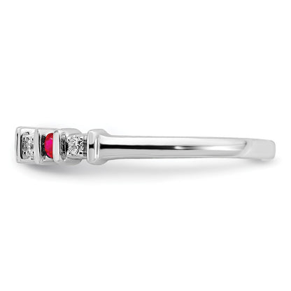 14k White Gold Ruby and Real Diamond Band
