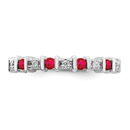 14k White Gold Ruby and Real Diamond Band
