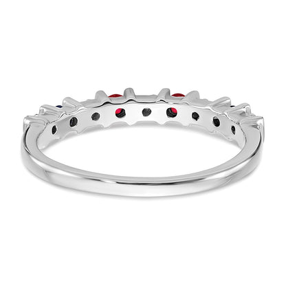 14k White Gold Ruby and Real Diamond Band