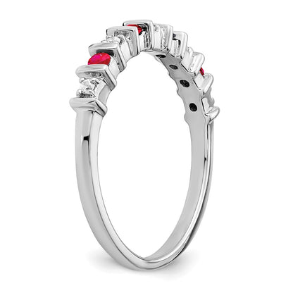 14k White Gold Ruby and Real Diamond Band