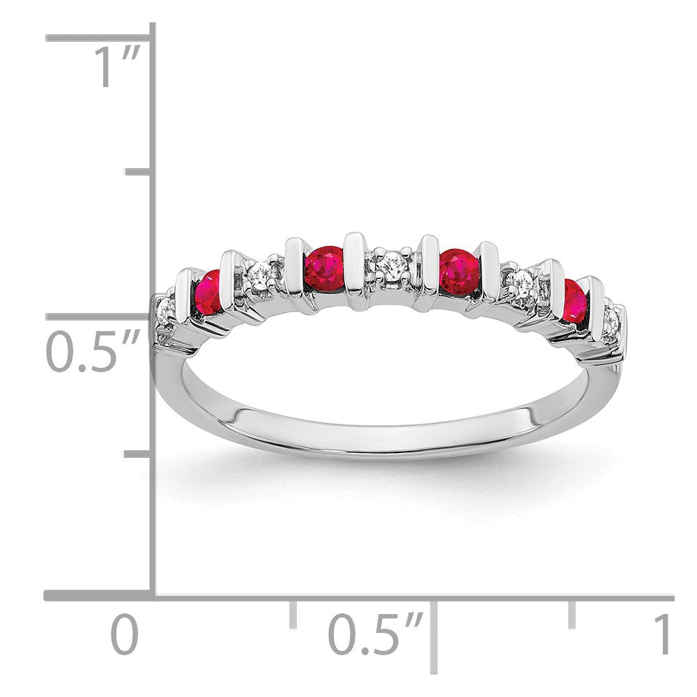 14k White Gold Ruby and Real Diamond Band
