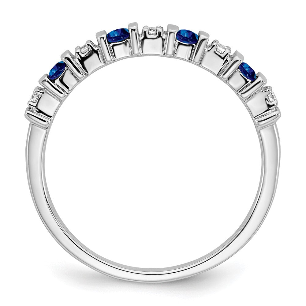 14k White Gold Sapphire and Real Diamond Band