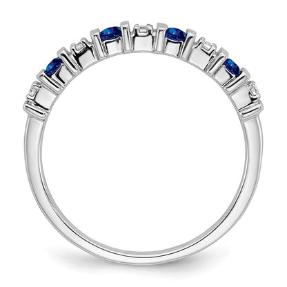 14k White Gold Sapphire and Real Diamond Band