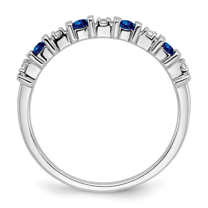 14k White Gold Sapphire and Real Diamond Band