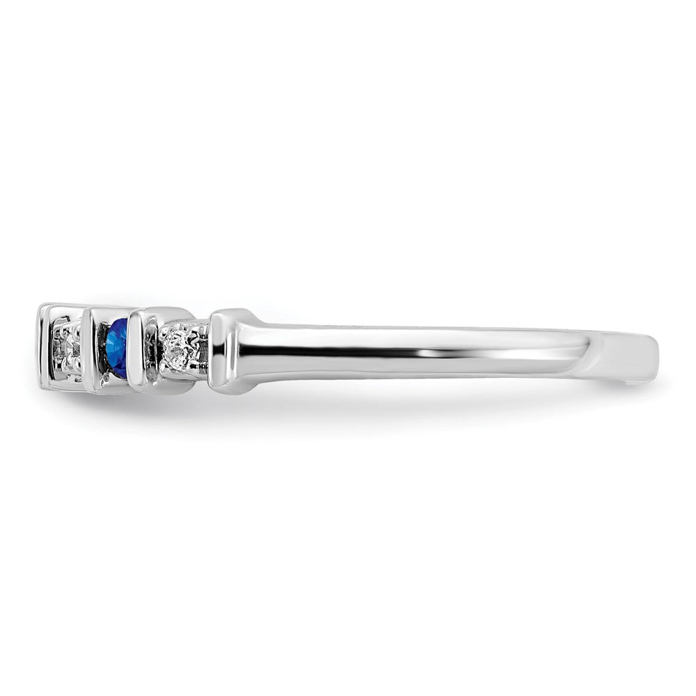 14k White Gold Sapphire and Real Diamond Band