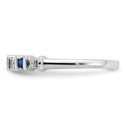 14k White Gold Sapphire and Real Diamond Band
