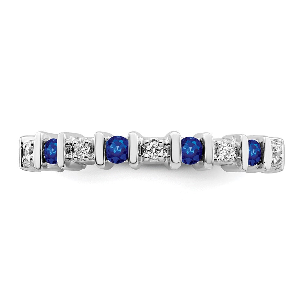14k White Gold Sapphire and Real Diamond Band
