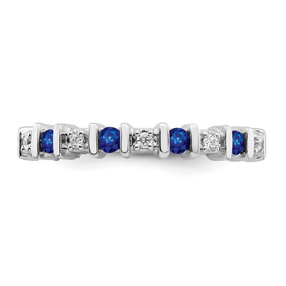 14k White Gold Sapphire and Real Diamond Band