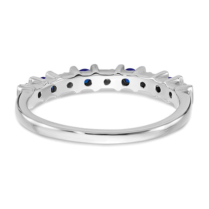 14k White Gold Sapphire and Real Diamond Band