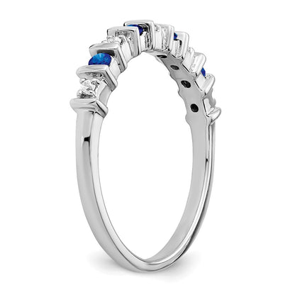 14k White Gold Sapphire and Real Diamond Band
