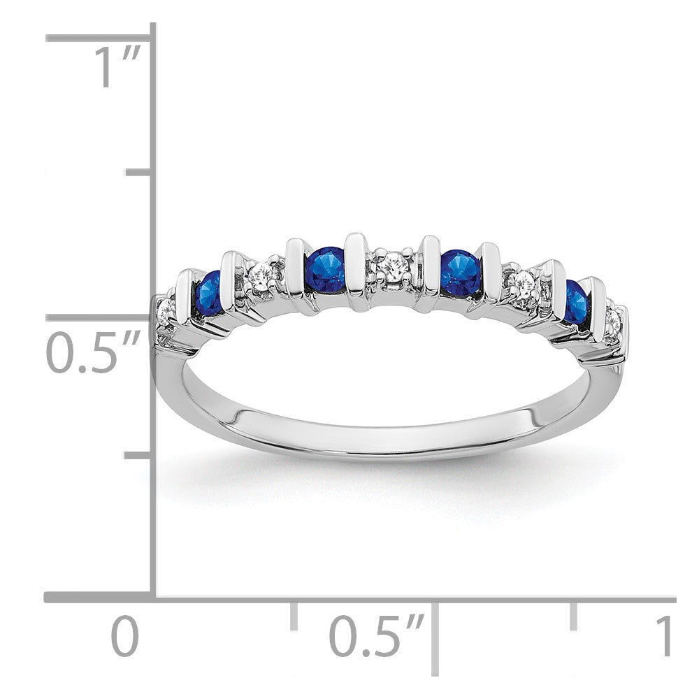14k White Gold Sapphire and Real Diamond Band